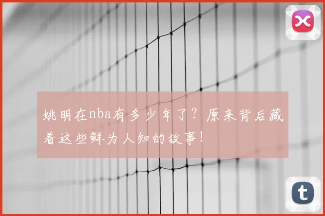 姚明在nba有多少年了?原来背后藏着这些鲜为人知的故事!
